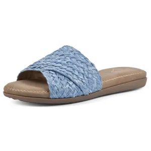 CLIFFS BY WHITE MOUNTAIN Women's Flawless Woven Slide Sandal, Blue/Raffia, 8.5 M