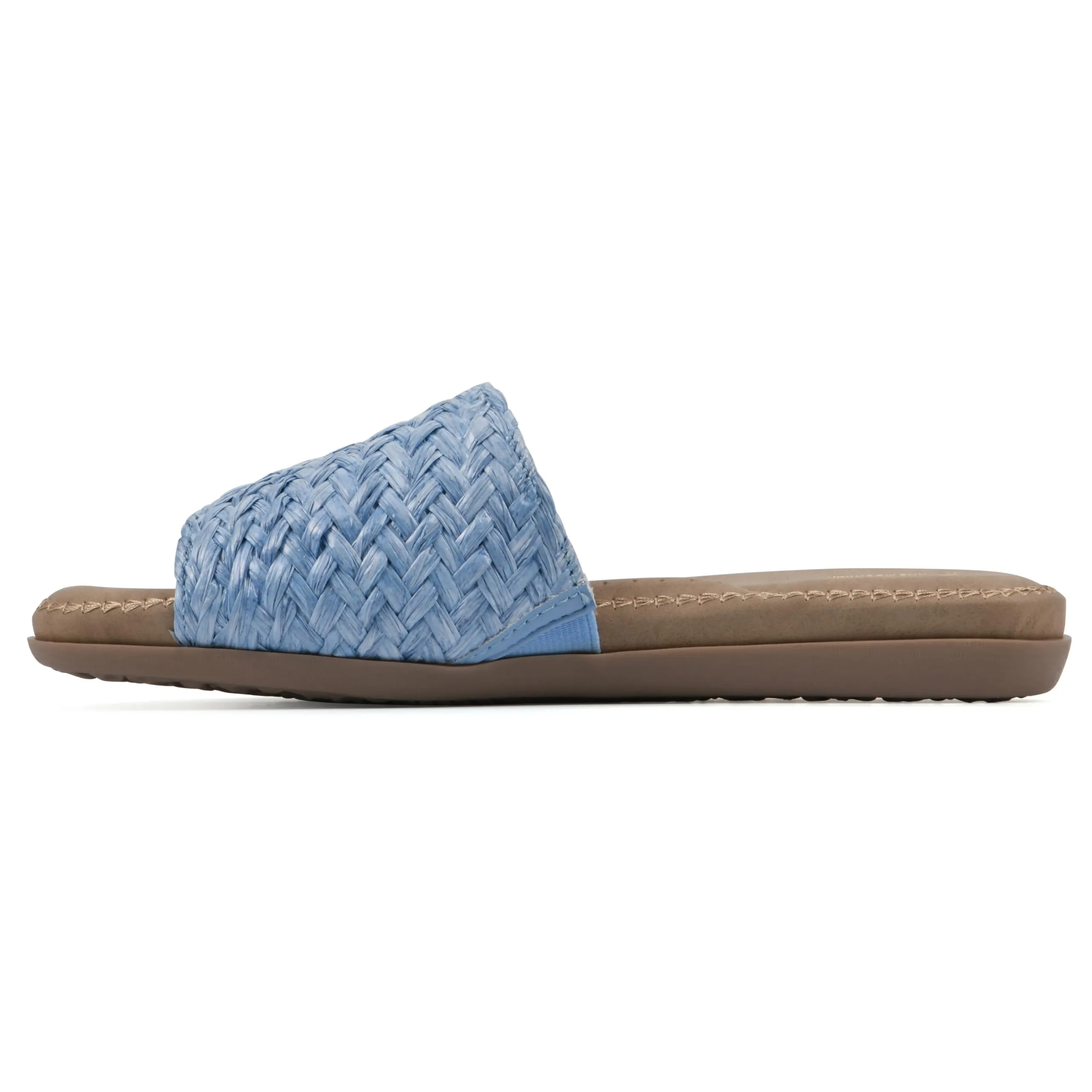 CLIFFS BY WHITE MOUNTAIN Women's Flawless Woven Slide Sandal, Blue/Raffia, 8.5 M