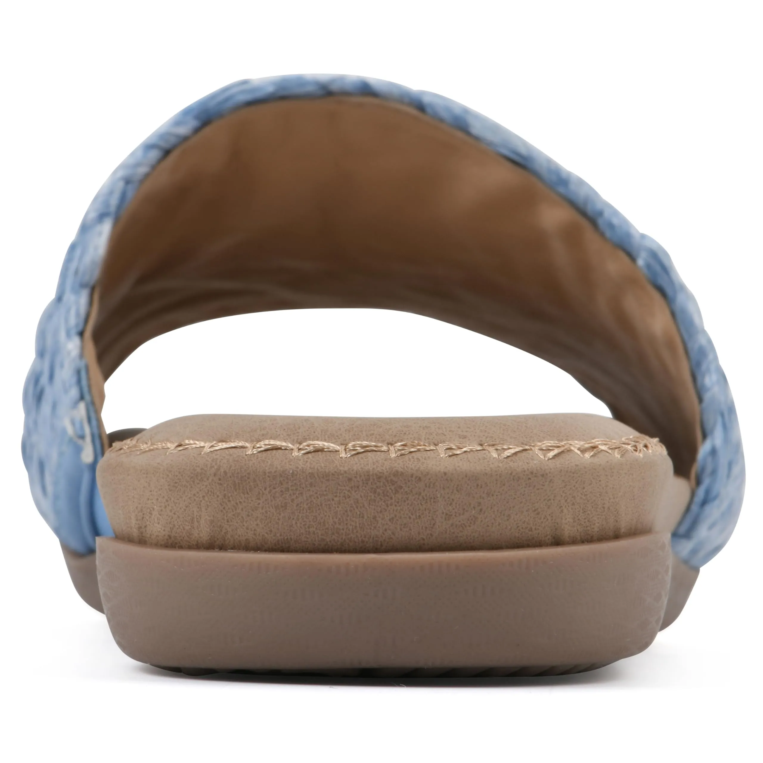 CLIFFS BY WHITE MOUNTAIN Women's Flawless Woven Slide Sandal, Blue/Raffia, 8.5 M