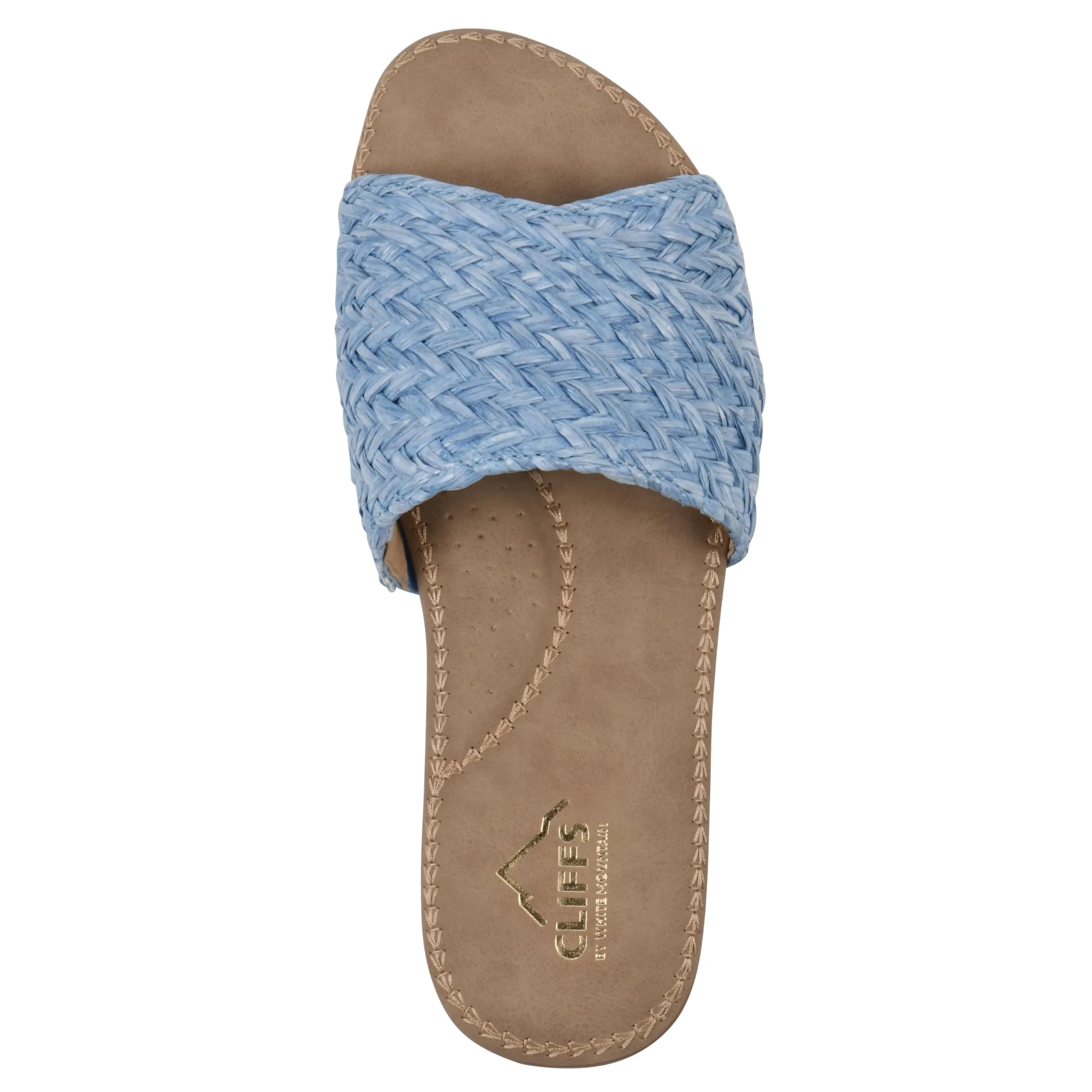 CLIFFS BY WHITE MOUNTAIN Women's Flawless Woven Slide Sandal, Blue/Raffia, 8.5 M