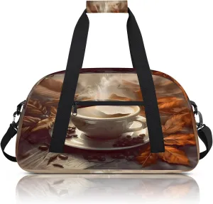 Coffee Themed Small Gym Bag 18 inch Carry On Duffel Bag for Weekender Travel Sports Workout Yoga Gymnastics Dance Ballet