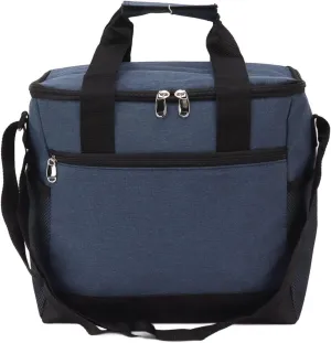 Collapsible Cooler Bag, 15L Large Capcity Insulated Leakproof Heat Preservation Food Bag for Beach Picnics Camping Barbecues(Navy Blue)