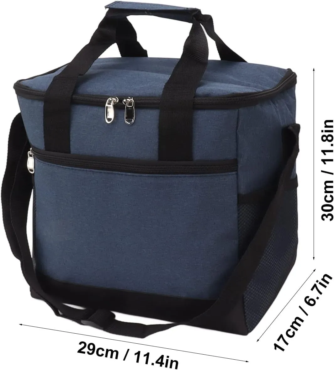 Collapsible Cooler Bag, 15L Large Capcity Insulated Leakproof Heat Preservation Food Bag for Beach Picnics Camping Barbecues(Navy Blue)