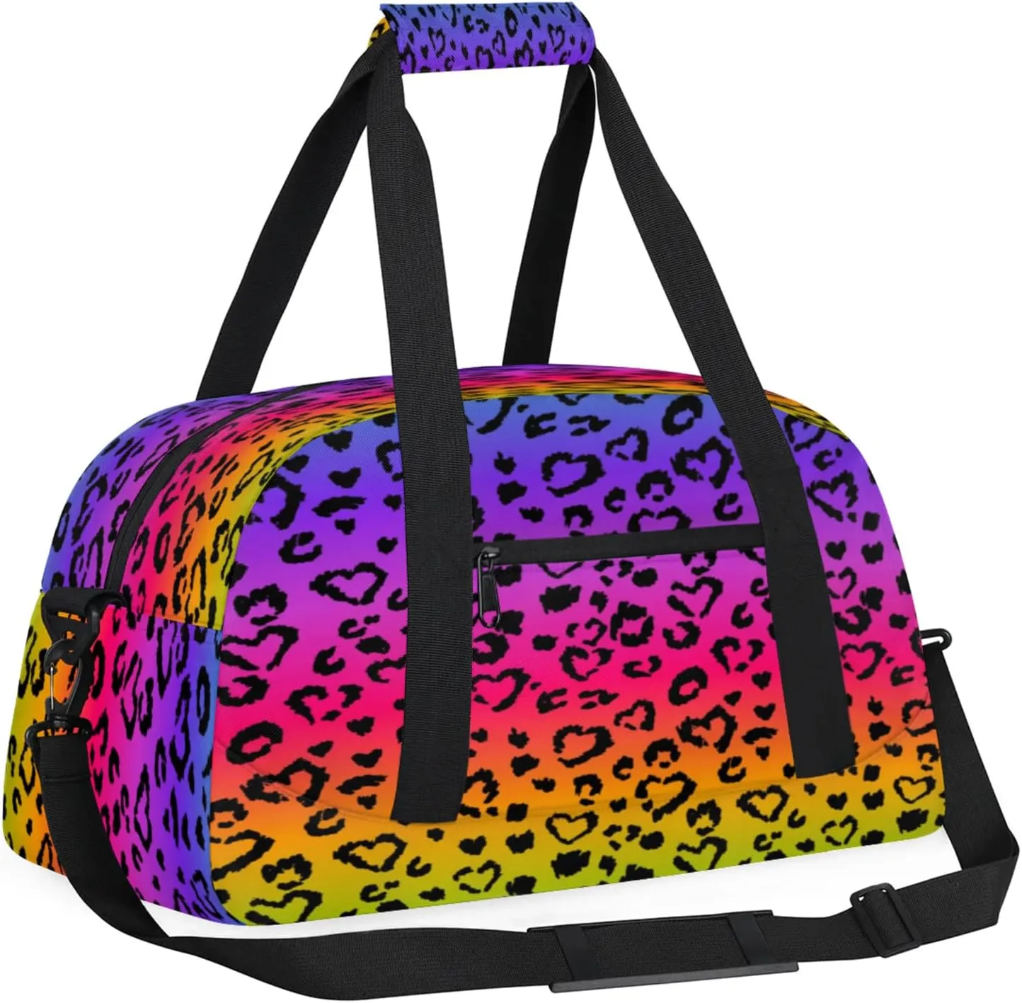 Colored Leopard Print Small Gym Bag for Women Men, Travel Duffle Bag Workout Dance Tote Bag Carry On Overnight Weekender Bag