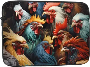Colorful Roosters Standing Together Pattern Shockproof Portable Laptop 15 inch Sleeve Bag for Men and Women - Ideal for Business Travel, School, and Daily Use