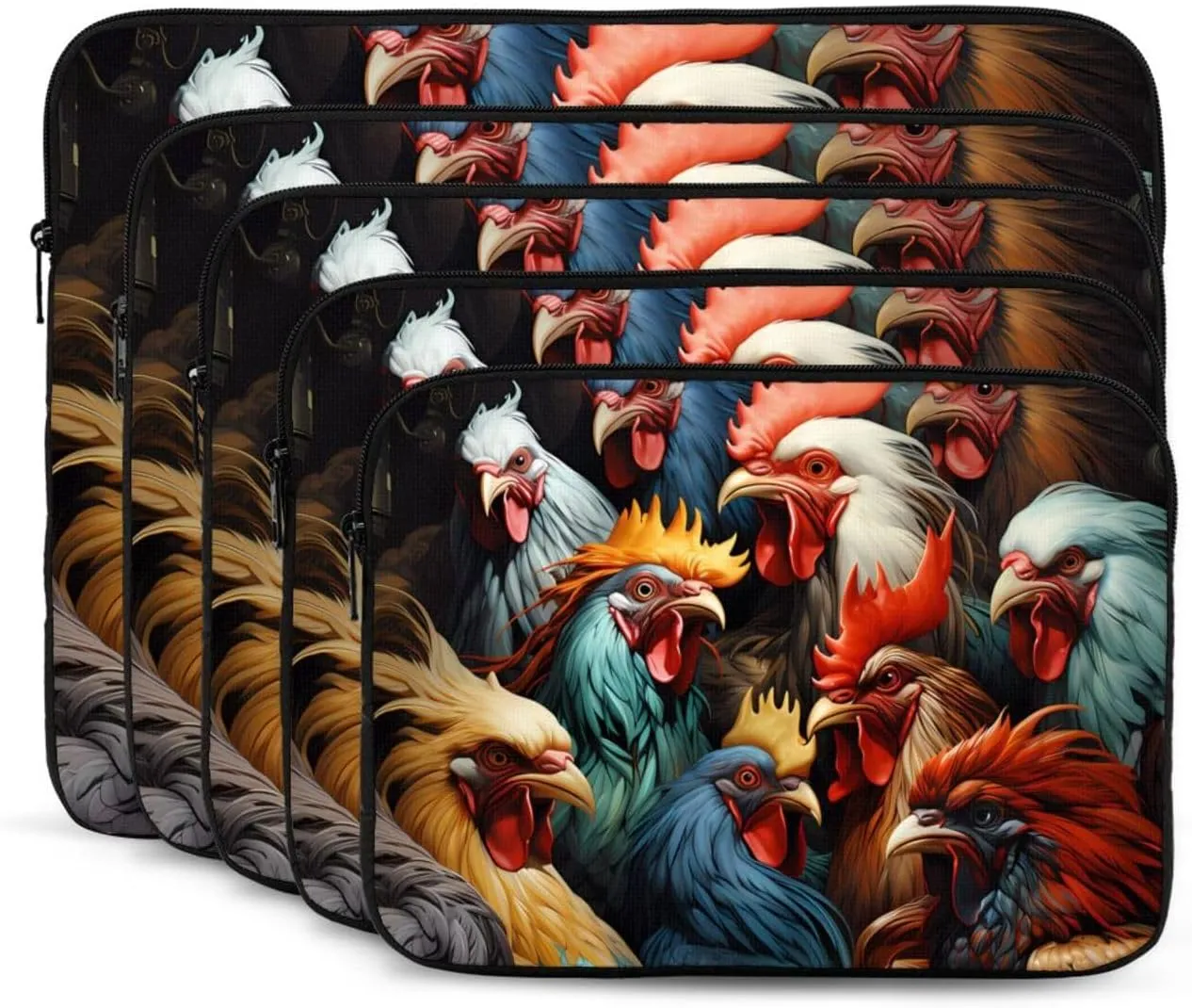 Colorful Roosters Standing Together Pattern Shockproof Portable Laptop 15 inch Sleeve Bag for Men and Women - Ideal for Business Travel, School, and Daily Use