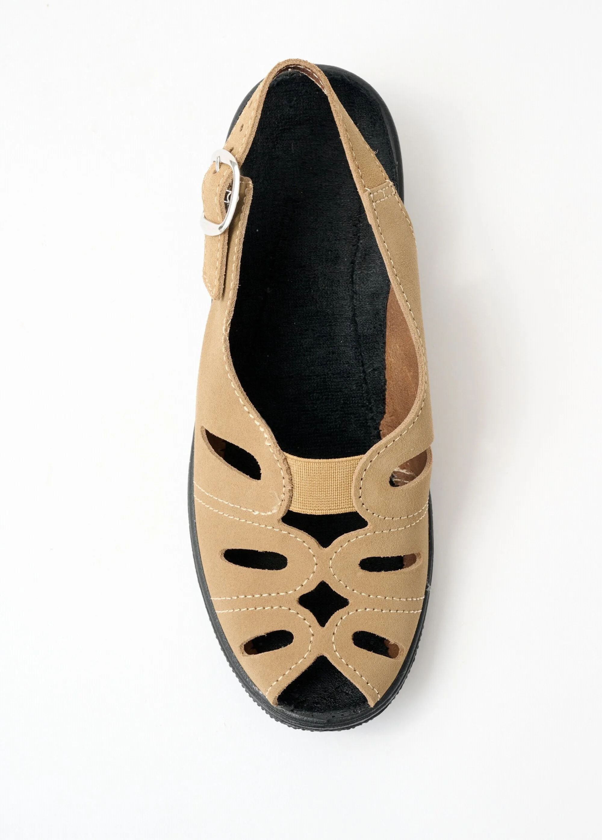 Comfort width suede leather sandals