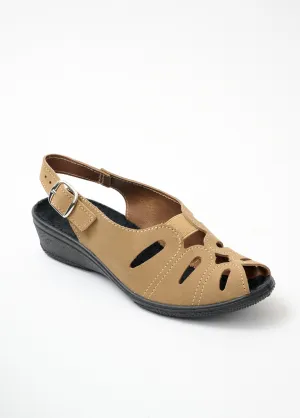 Comfort width suede leather sandals