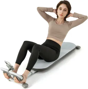 Compact Sit Up Bench, Multi-Functional Flat Bench for Abdominal Muscles Core Strength Training, Adjustable Length & 3-Position Rollers, Folding Abs Workout Equipment for Home Gym Fitness