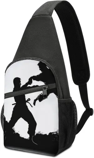 Crossbody Bag Travel Sling Bag for Men Small Sling Backpack Kickboxing Chest Bag Shoulder Bag for Outdoor