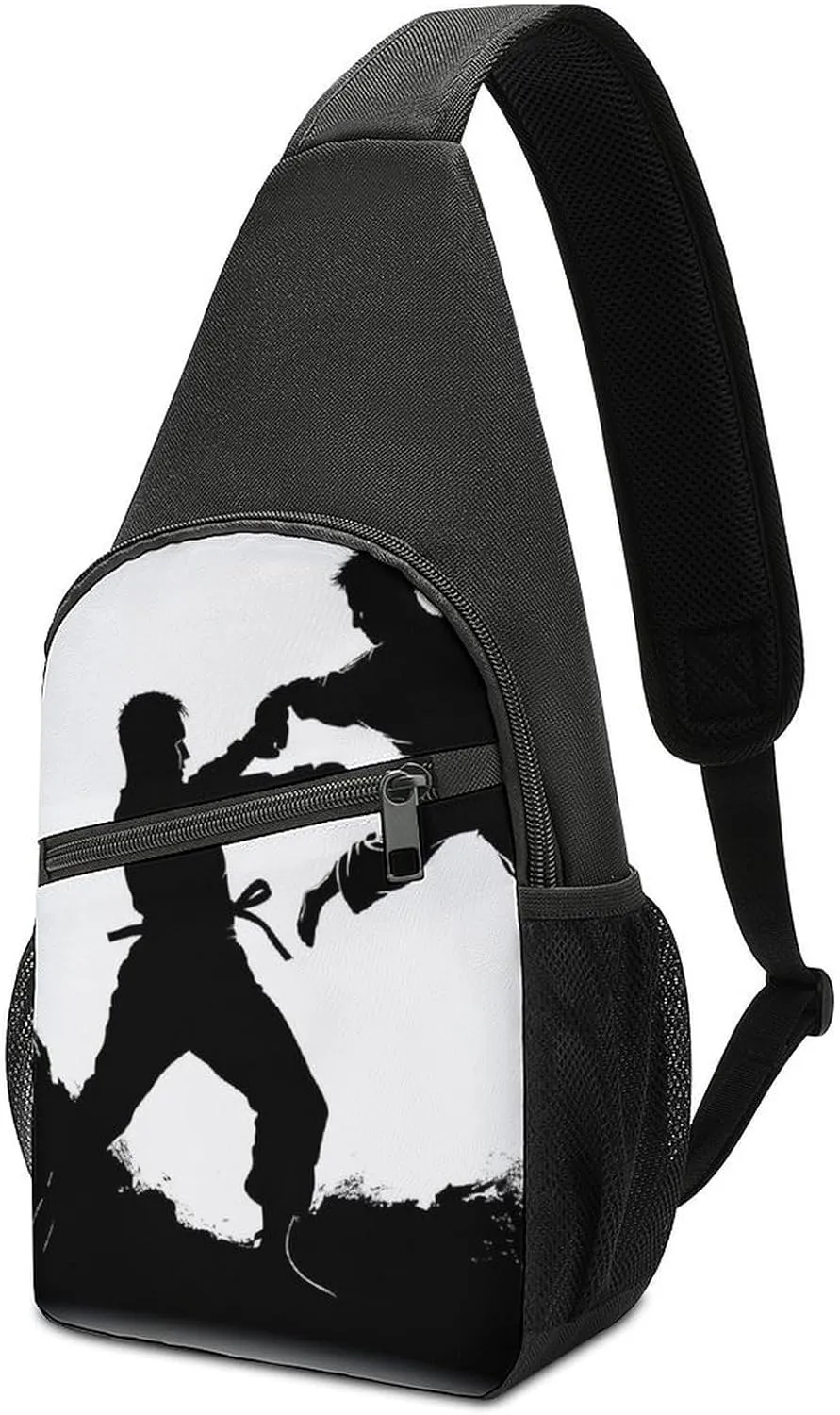 Crossbody Bag Travel Sling Bag for Men Small Sling Backpack Kickboxing Chest Bag Shoulder Bag for Outdoor