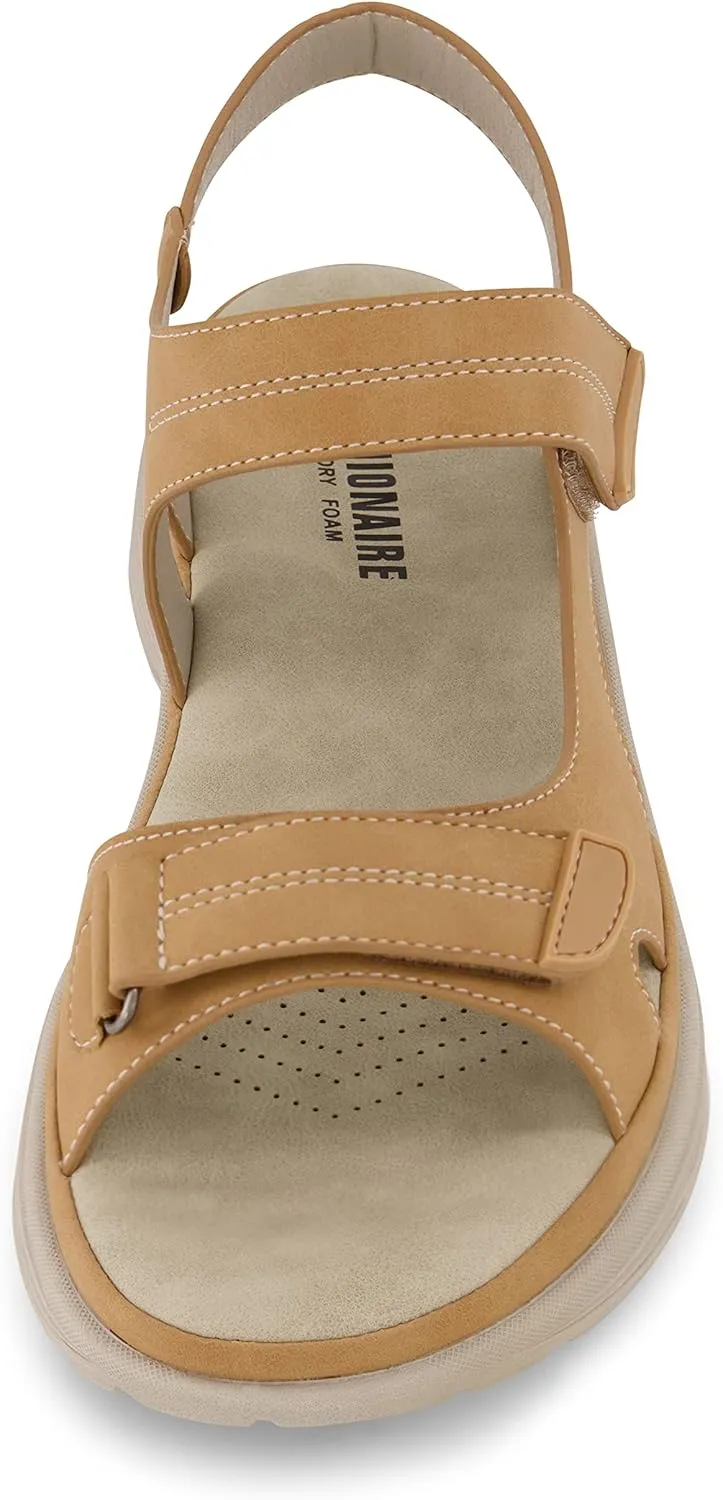 CUSHIONAIRE Women's Magee comfort footbed outdoor sandal with adjustable strap and  Memory Foam, Wide Widths Available