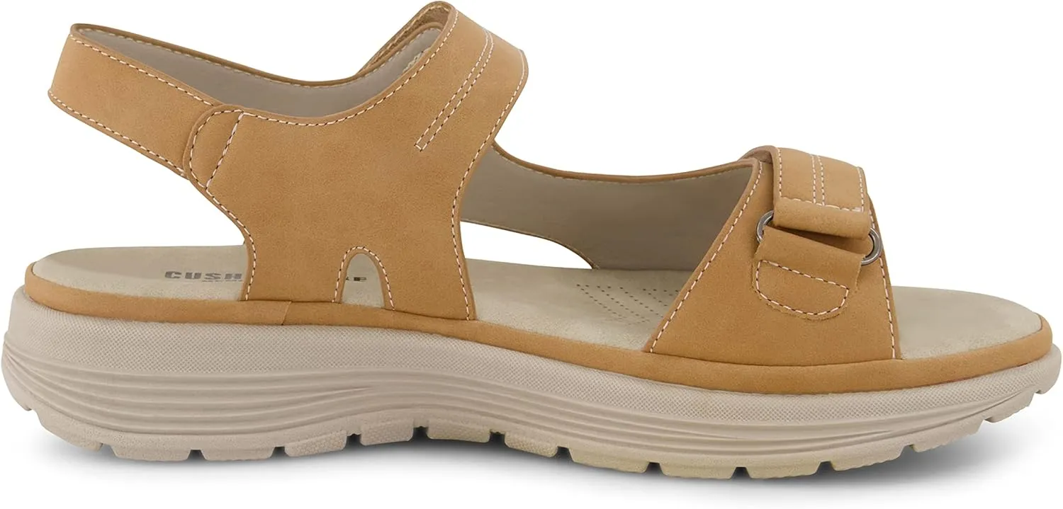 CUSHIONAIRE Women's Magee comfort footbed outdoor sandal with adjustable strap and  Memory Foam, Wide Widths Available