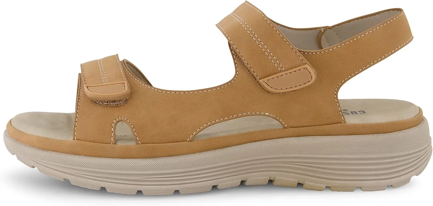 CUSHIONAIRE Women's Magee comfort footbed outdoor sandal with adjustable strap and  Memory Foam, Wide Widths Available