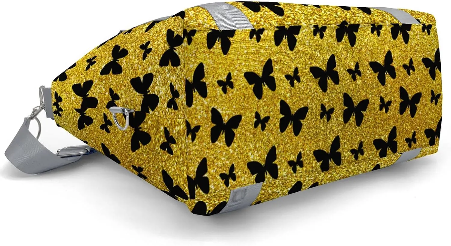 Custom Kids Yellow Glitter Butterfly Duffel Overnight Dance Bag for Girls Personalized Dance Duffle Bag for Women Girls Customized Kids Gifts