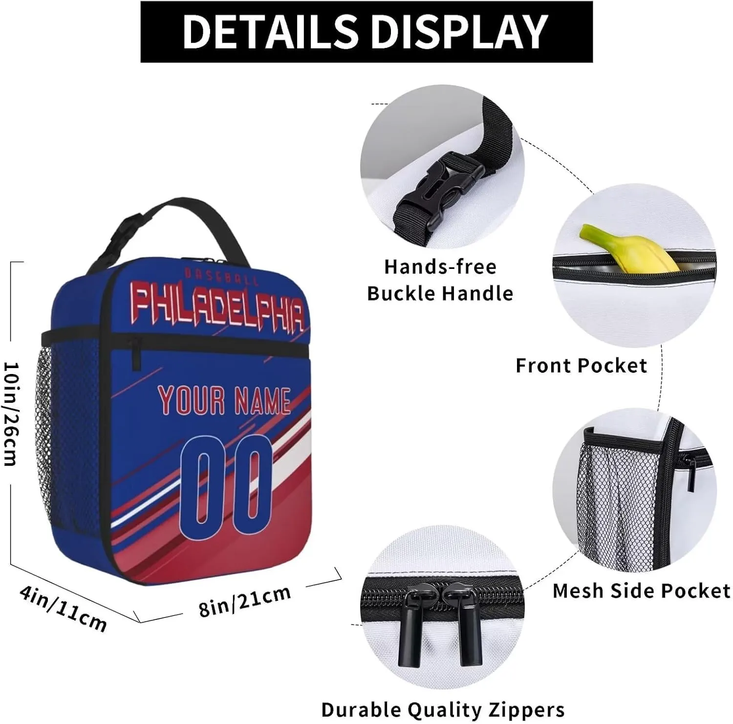 Custom Personalized Lunch Bag,Can Custom Name and Number,Insulated And Reusable Lunch Bag,Gift For Sport Fans.