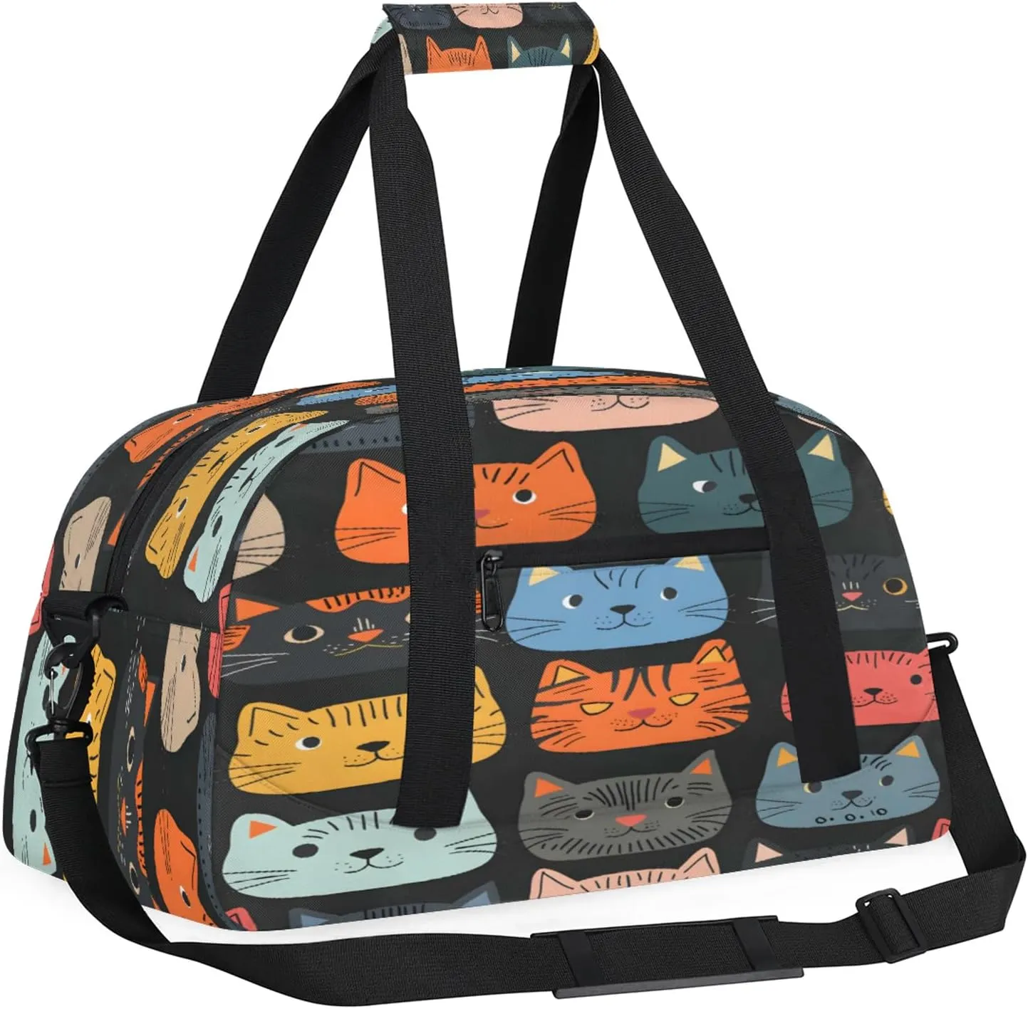 Cute Cartoon Cat Small Gym Bag 18 inch Carry On Duffel Bag for Weekender Travel Sports Workout Yoga Gymnastics Dance Ballet