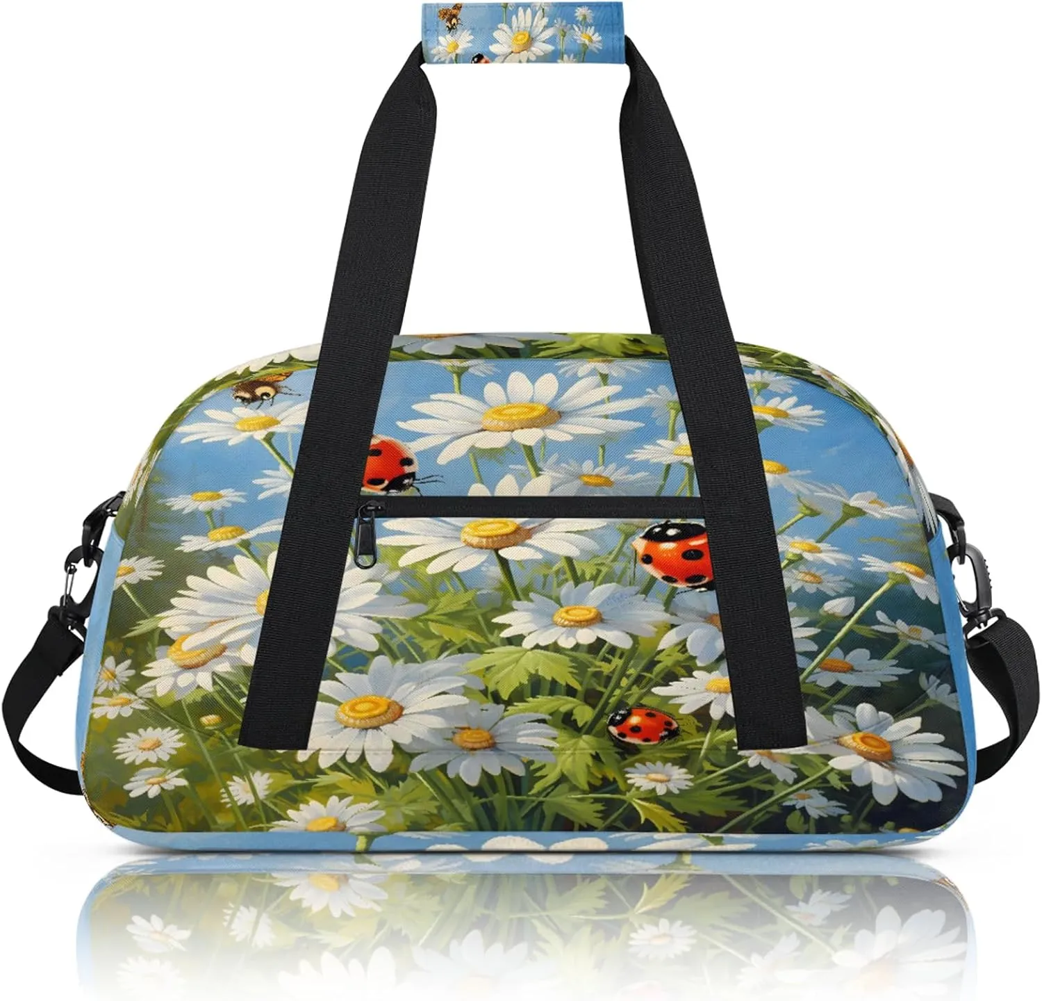 Daisy Ladybugs Small Gym Bag 18 inch Carry On Duffel Bag for Weekender Travel Sports Workout Yoga Gymnastics Dance Ballet