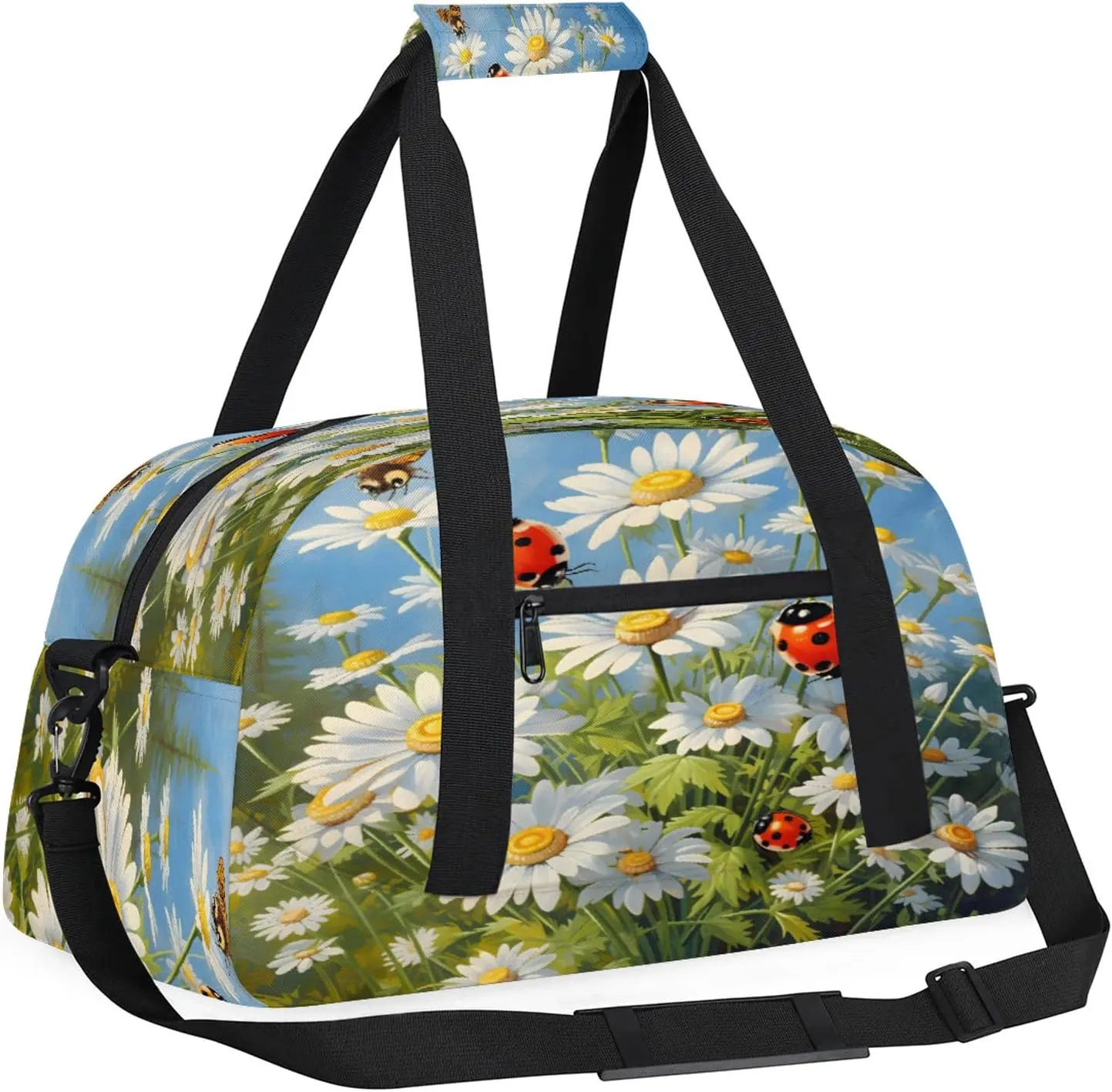 Daisy Ladybugs Small Gym Bag 18 inch Carry On Duffel Bag for Weekender Travel Sports Workout Yoga Gymnastics Dance Ballet