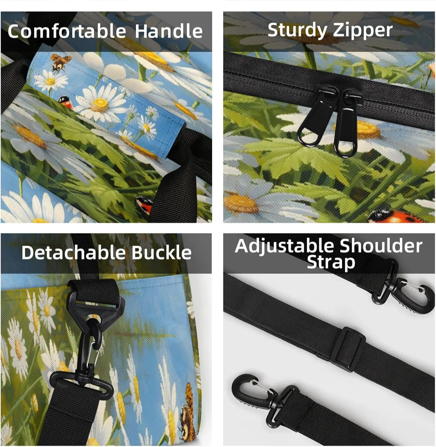 Daisy Ladybugs Small Gym Bag 18 inch Carry On Duffel Bag for Weekender Travel Sports Workout Yoga Gymnastics Dance Ballet