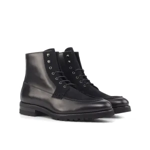 DapperFam Ryker in Black Men's Italian Leather & Lux Suede Moc Boot