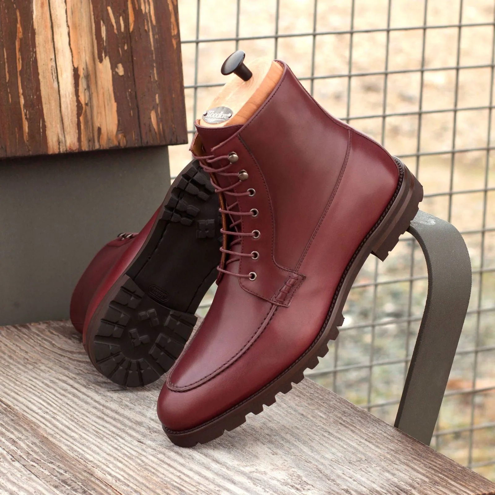 DapperFam Ryker in Burgundy Men's Italian Leather Moc Boot