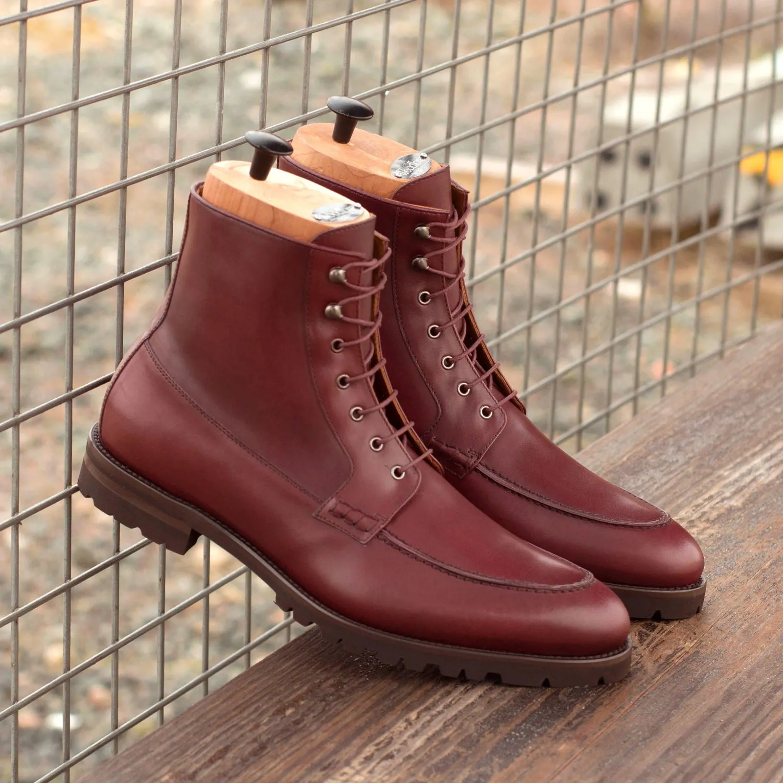DapperFam Ryker in Burgundy Men's Italian Leather Moc Boot