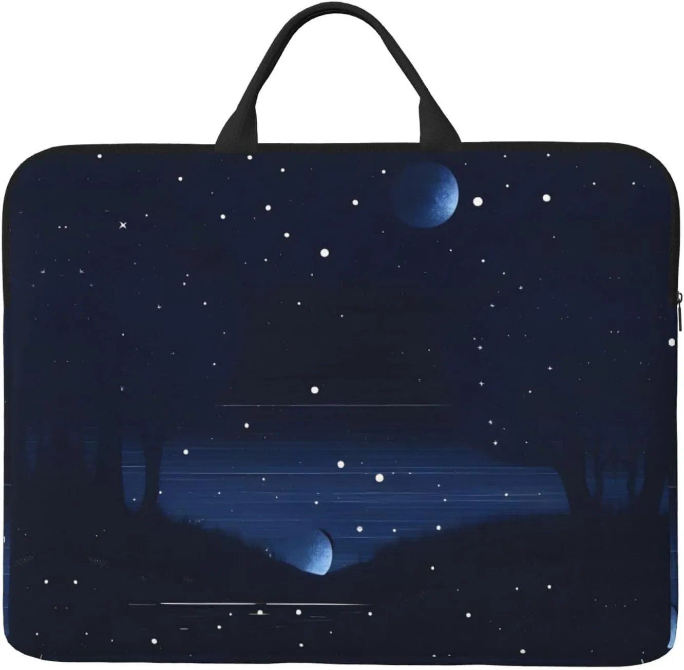 Dark Blue Night View Printed Laptop Sleeve 16.5 * 12.2", Business and Casual Dual use, Suitable for Some laptops