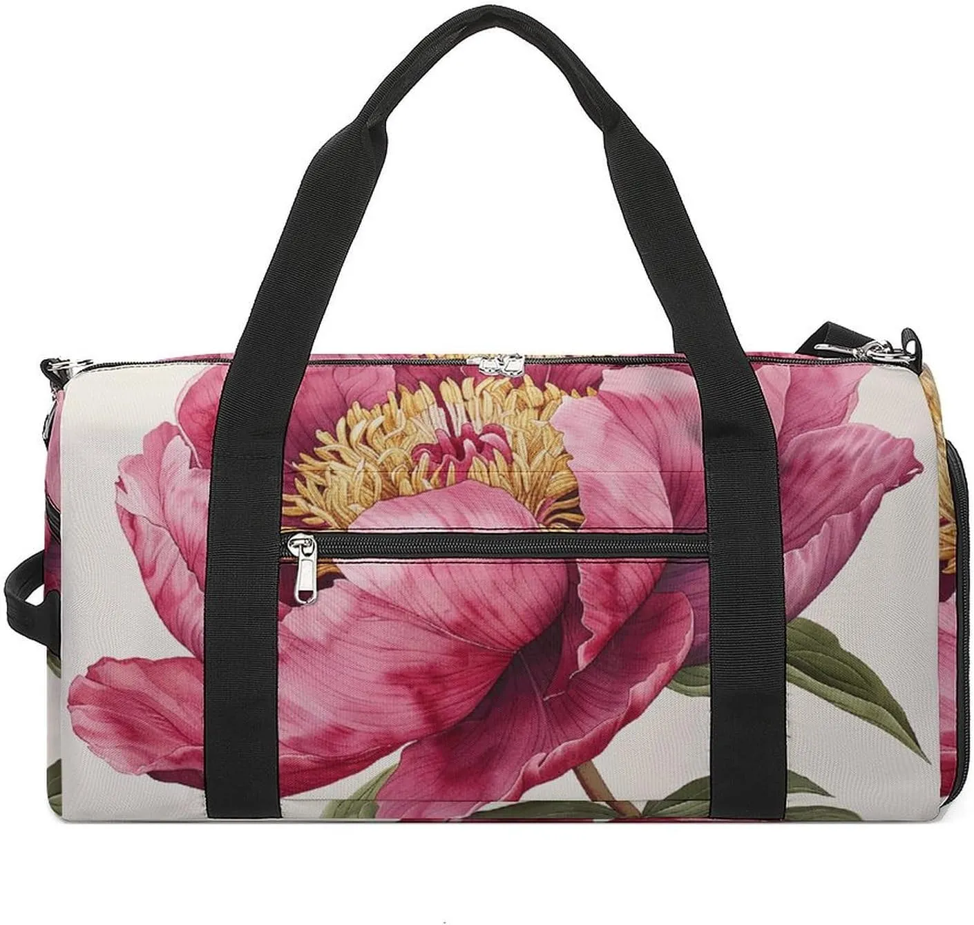 Dark Peach Peony Flower Gym Bag Sport Gym Tote Bag Lightweight Duffle Bag Carry On Weekender Bags for Women Men