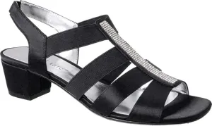 David Tate Women's Eve Heeled Sandal, Black Satin, 10 X-Wide