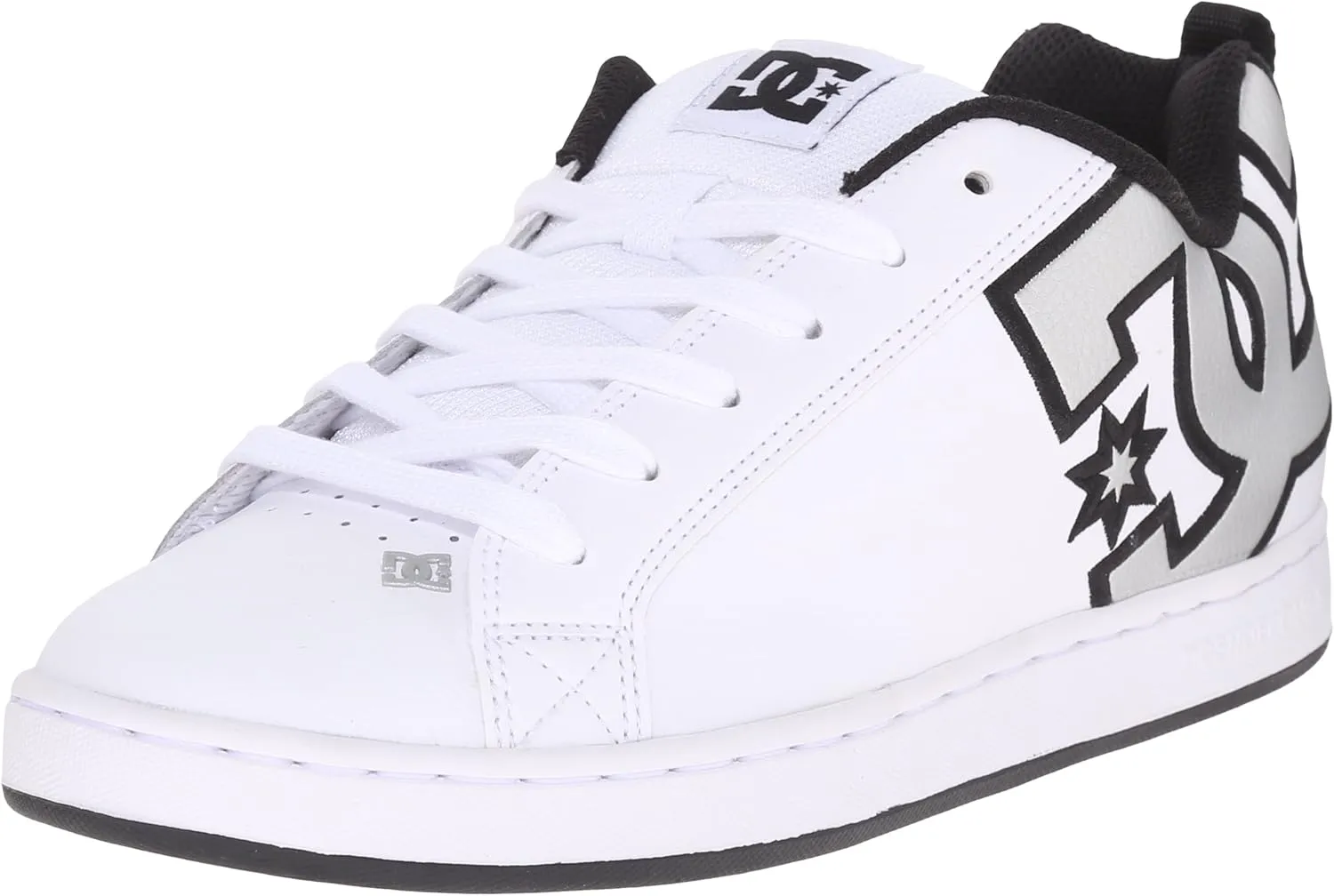 DC Women's Court Graffik Low Top Casual Skate Shoe, White/M Silver, 6.5