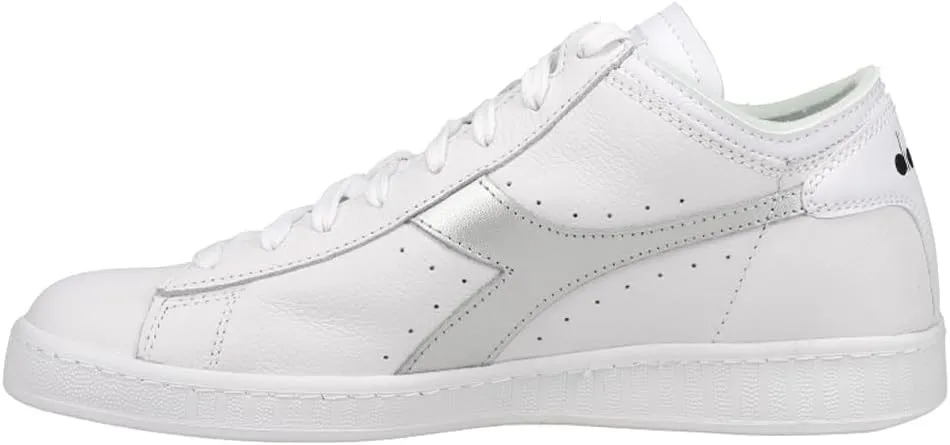Diadora Mens Game Row Cut Metal Lace Up Sneakers Shoes Casual - Silver, White