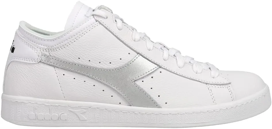 Diadora Mens Game Row Cut Metal Lace Up Sneakers Shoes Casual - Silver, White