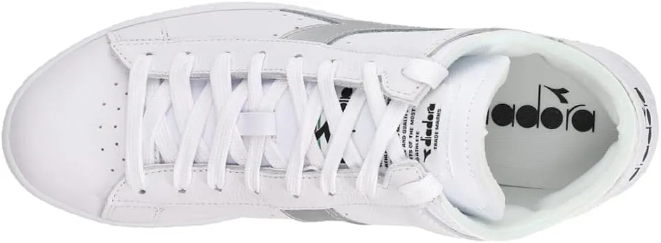 Diadora Mens Game Row Cut Metal Lace Up Sneakers Shoes Casual - Silver, White