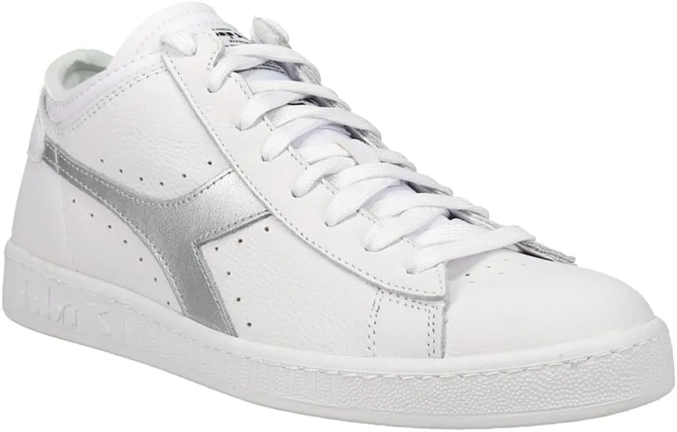 Diadora Mens Game Row Cut Metal Lace Up Sneakers Shoes Casual - Silver, White