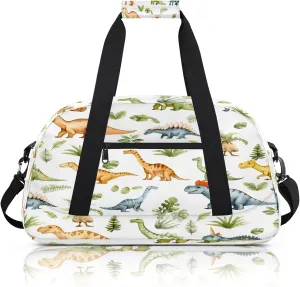 Dinosaur Cute Small Gym Bag 18 inch Carry On Duffel Bag for Weekender Travel Sports Workout Yoga Gymnastics Dance Ballet