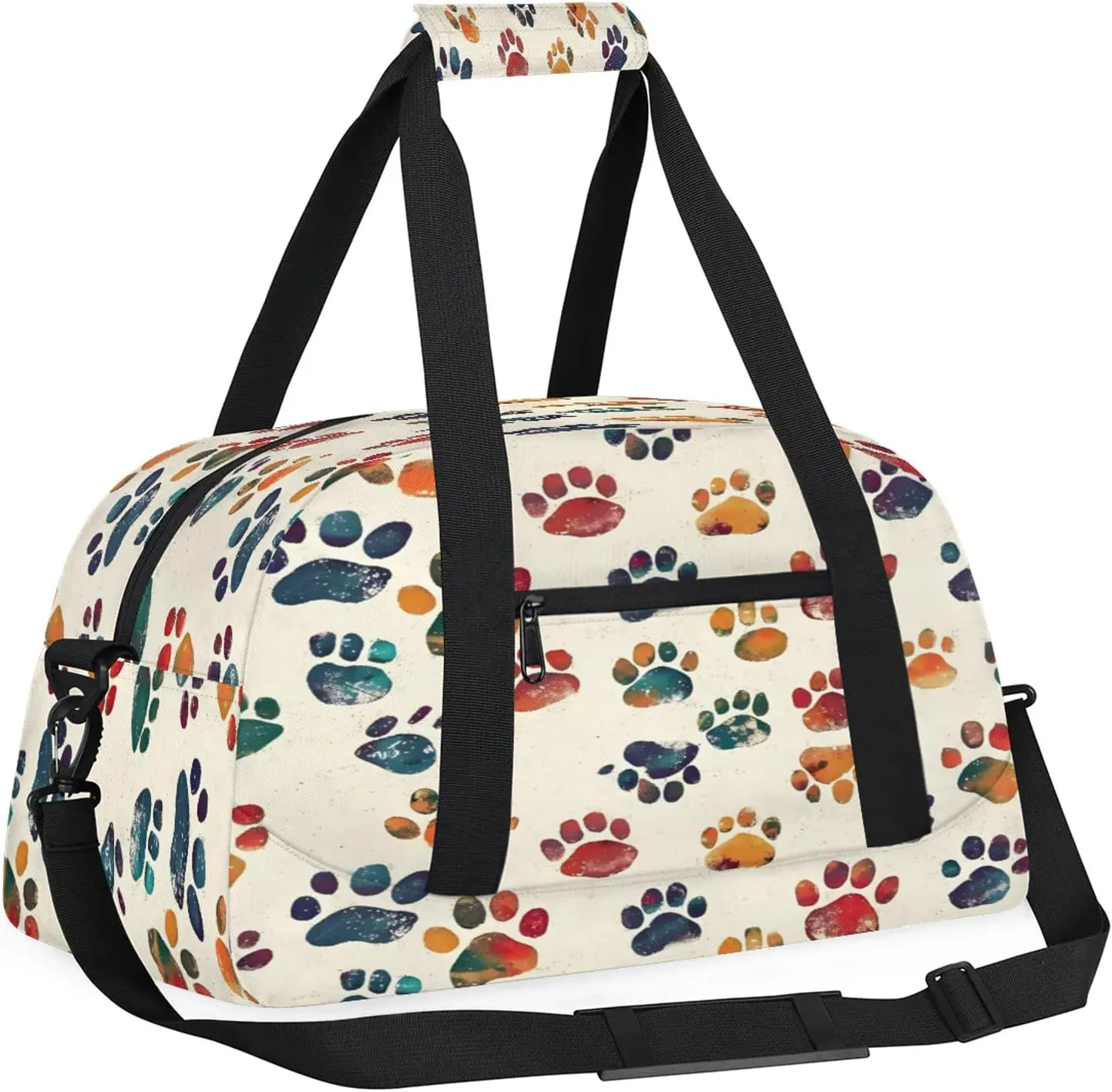 Dog Paw Print Small Gym Bag 18 inch Carry On Duffel Bag for Weekender Travel Sports Workout Yoga Gymnastics Dance Ballet