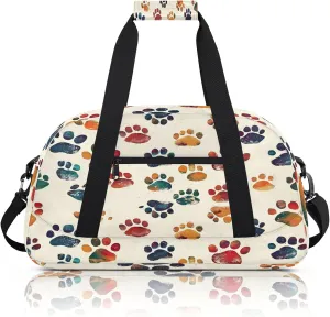 Dog Paw Print Small Gym Bag 18 inch Carry On Duffel Bag for Weekender Travel Sports Workout Yoga Gymnastics Dance Ballet