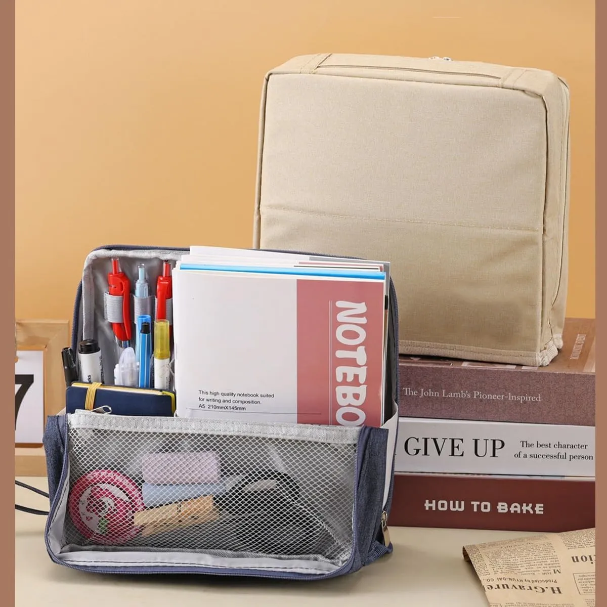Doresty Makeup Bag, Standing Makeup Bag – Portable, Large Capacity, Oxford Cloth Standing Multifunctional Make up Bags Waterproof with Compartments Toiletry Storage Bag for Girls Women(Gray)