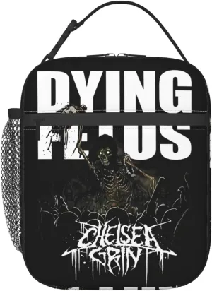 Dying Musics Fetus Band Lunch Bag Portable Insulated Lunch Box Large Capacity Tote Bag Zipper Net Pocket 10 L X 4 W X 8 H inches