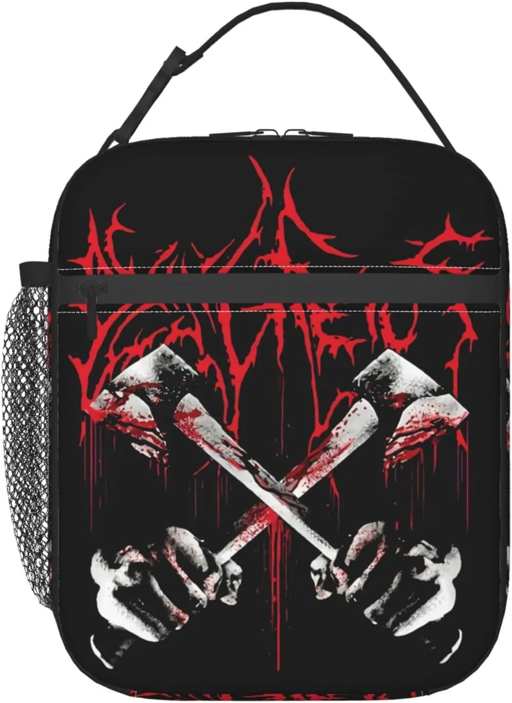 Dying Musics Fetus Band Lunch Bag Portable Insulated Lunch Box Large Capacity Tote Bag Zipper Net Pocket 10 L X 4 W X 8 H inches