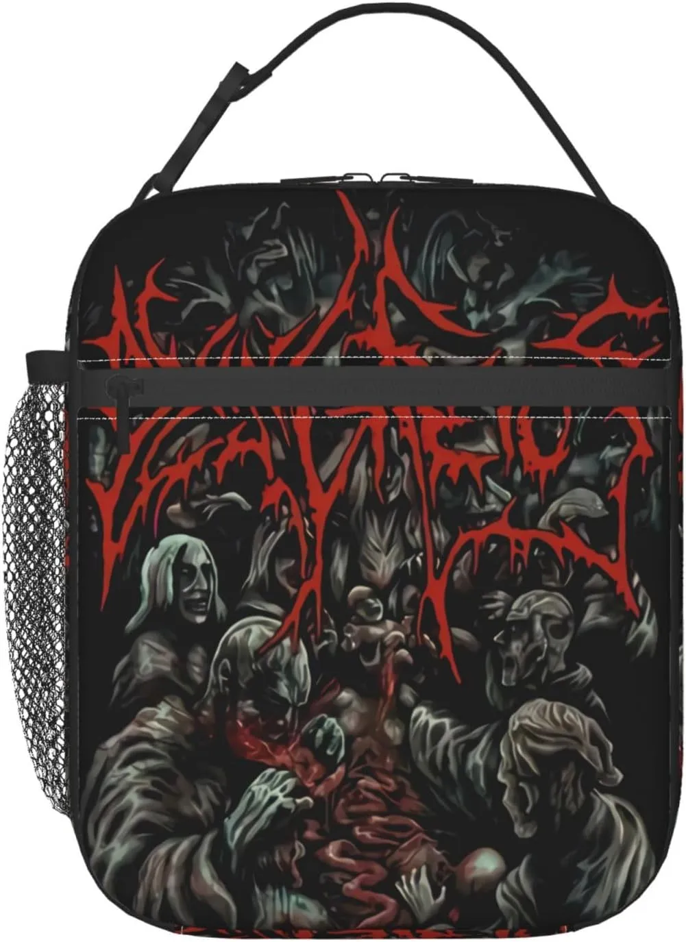 Dying Musics Fetus Band Lunch Bag Portable Insulated Lunch Box Large Capacity Tote Bag Zipper Net Pocket 10 L X 4 W X 8 H inches