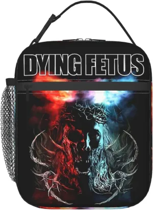 Dying Musics Fetus Band Lunch Bag Portable Insulated Lunch Box Large Capacity Tote Bag Zipper Net Pocket 10 L X 4 W X 8 H inches