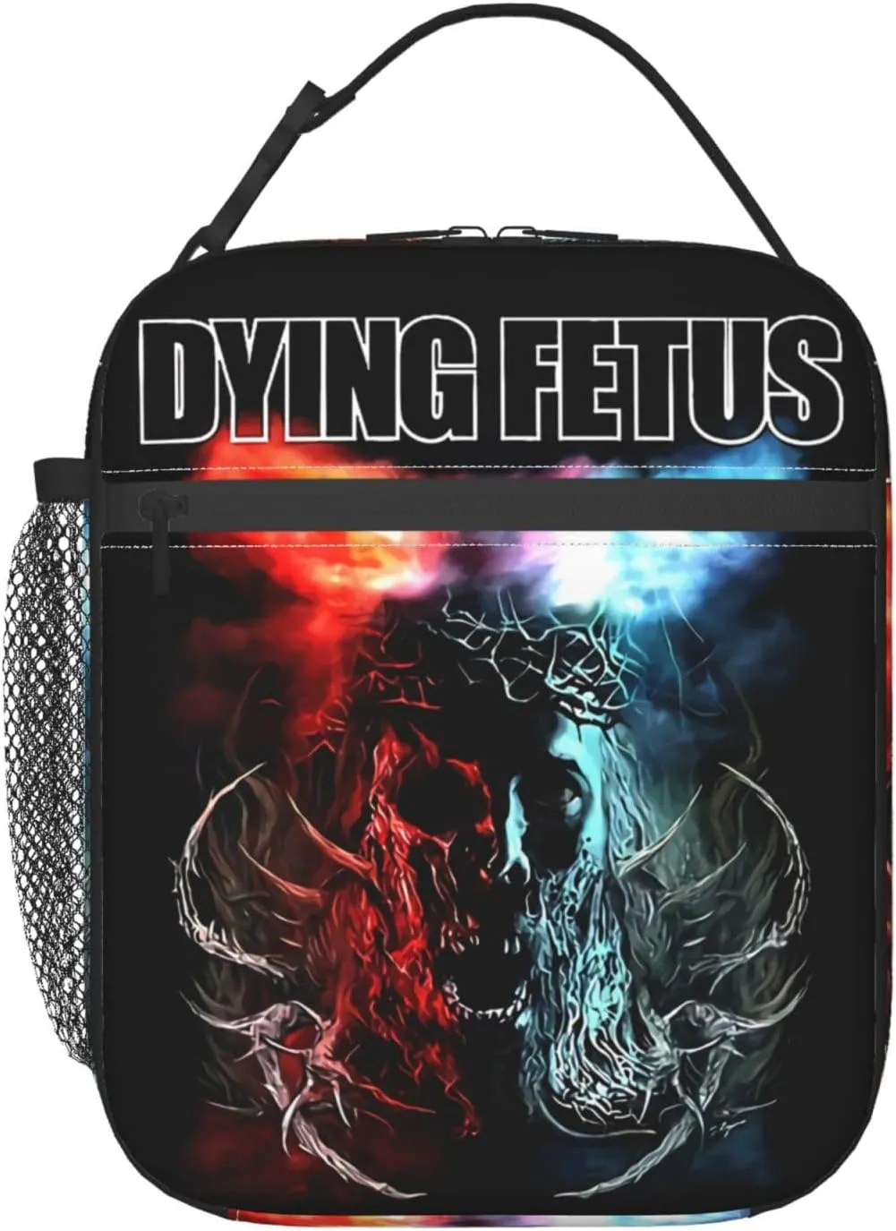 Dying Musics Fetus Band Lunch Bag Portable Insulated Lunch Box Large Capacity Tote Bag Zipper Net Pocket 10 L X 4 W X 8 H inches