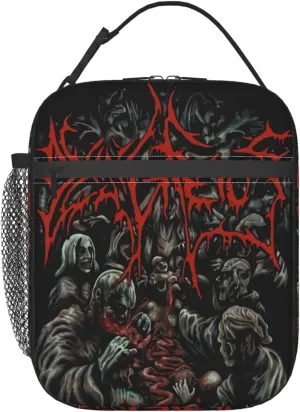 Dying Musics Fetus Band Lunch Bag Portable Insulated Lunch Box Large Capacity Tote Bag Zipper Net Pocket 10 L X 4 W X 8 H inches