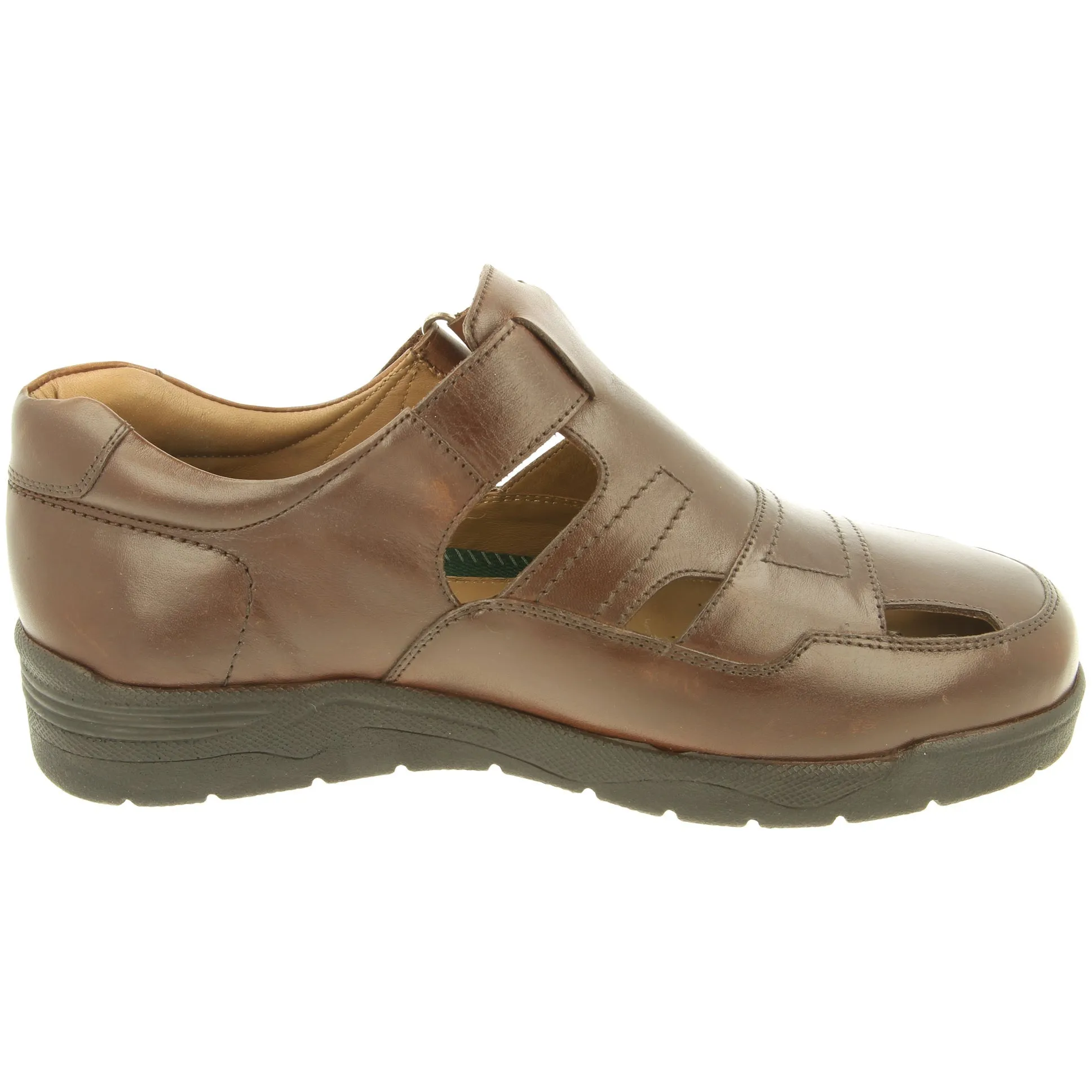 Easy B Barney 2V - Men's Wide Fit Closed Toe Sandal in Brown