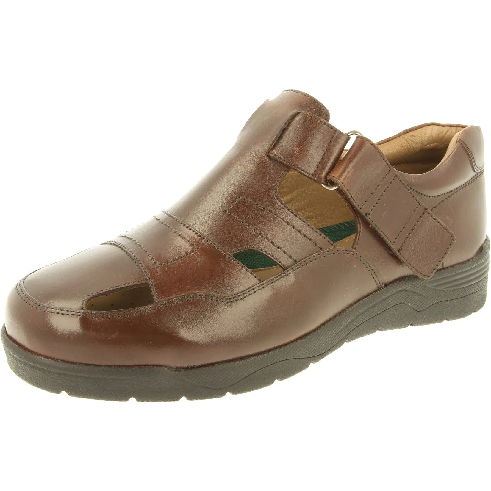 Easy B Barney 2V - Men's Wide Fit Closed Toe Sandal in Brown