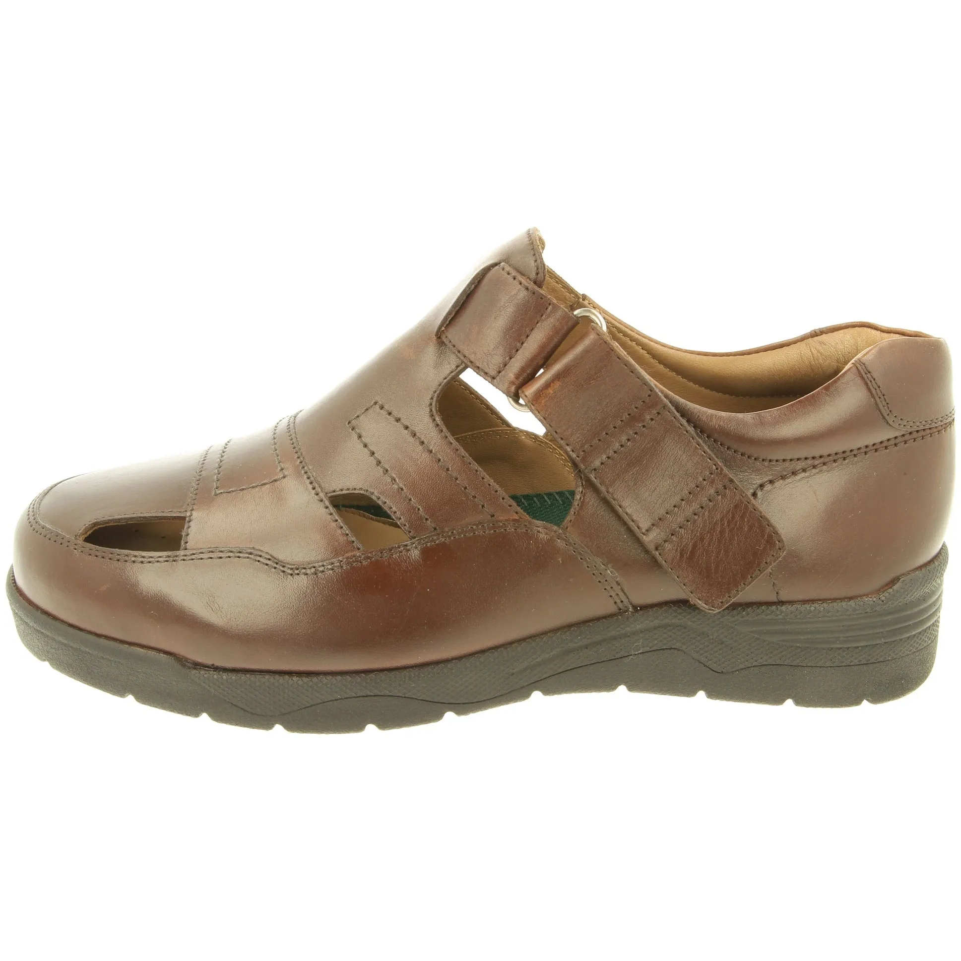 Easy B Barney 2V - Men's Wide Fit Closed Toe Sandal in Brown