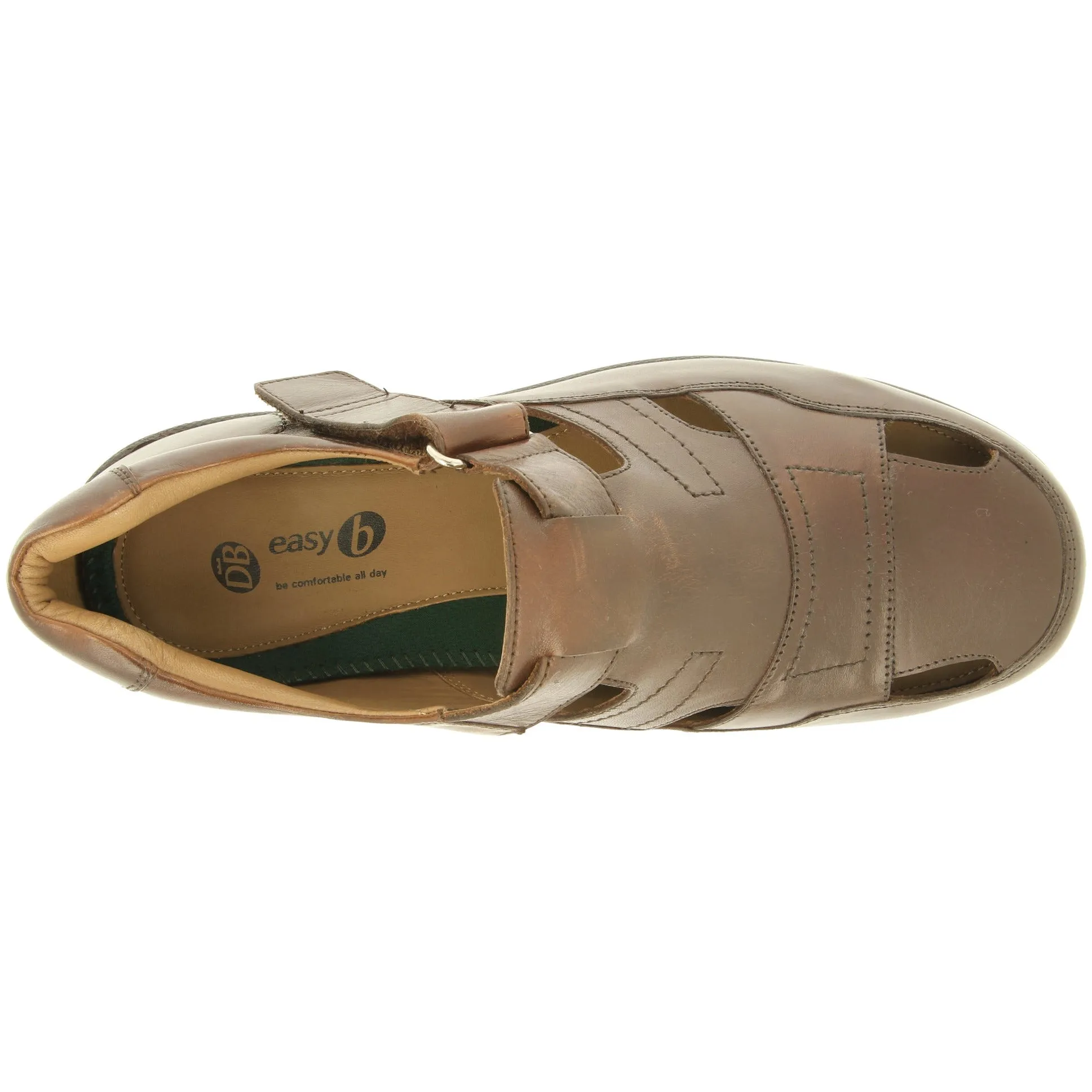Easy B Barney 2V - Men's Wide Fit Closed Toe Sandal in Brown