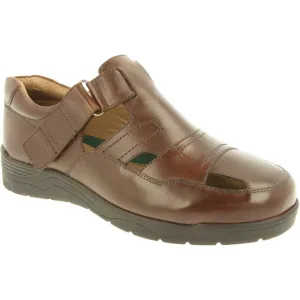 Easy B Barney 2V - Men's Wide Fit Closed Toe Sandal in Brown